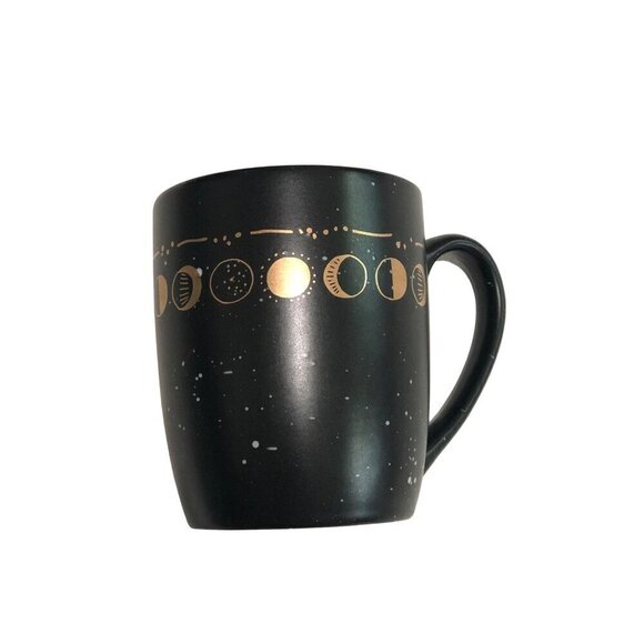 Stay Wild Moon Child Procession of the Moon 12 oz Black Gold Ceramic Mug Coffee - Picture 3 of 7